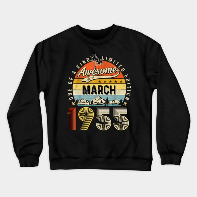 Awesome Since March 1955 Vintage 68th Birthday Crewneck Sweatshirt by louismcfarland